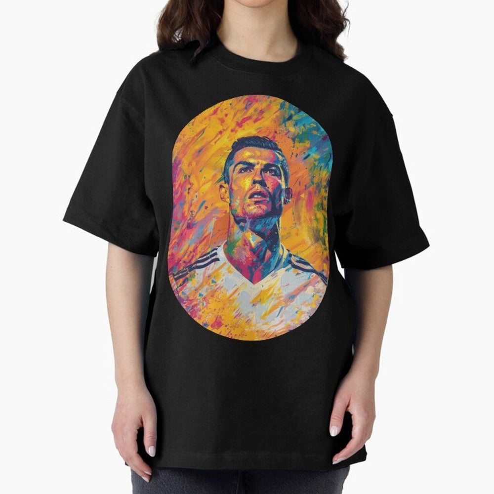 Cristiano Oversized T-Shirt Bring Bold Fan Energy to Global Football Passion for FIFA World Cup 2026 Group Stage, Inspired by Messi, Neymar and Mbappe, Argentina and Brazil, Sports Nostalgia, International Competition, Famous Players and
