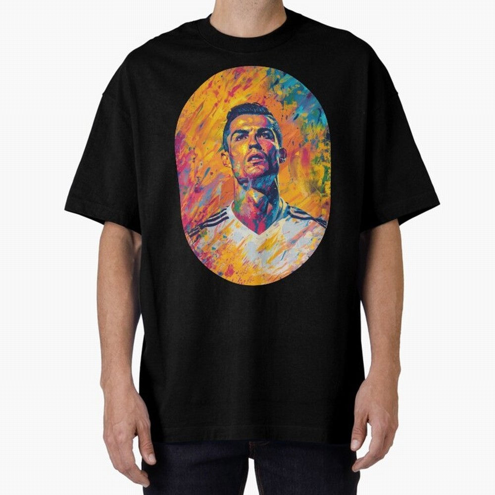 Cristiano Oversized T-Shirt Bring Bold Fan Energy to Global Football Passion for FIFA World Cup 2026 Group Stage, Inspired by Messi, Neymar and Mbappe, Argentina and Brazil, Sports Nostalgia, International Competition, Famous Players and