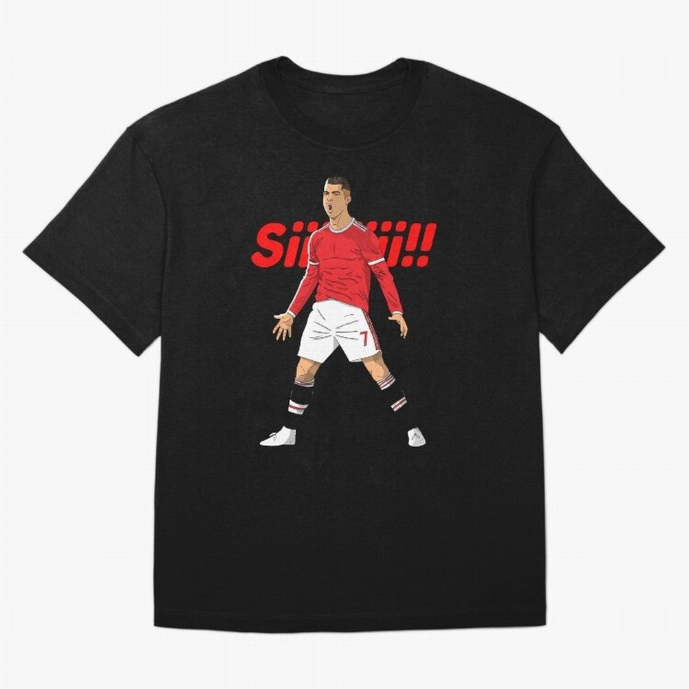CR7 Siiiii!, Cristiano Ronaldo's trademark goal celebration Oversized T-Shirt Follow the Road to Global Football Passion for FIFA World Cup 2026 Group Stage, Capturing Mbappe, Argentina and Brazil, Vintage Soccer Flavor, Modern Football Stars,