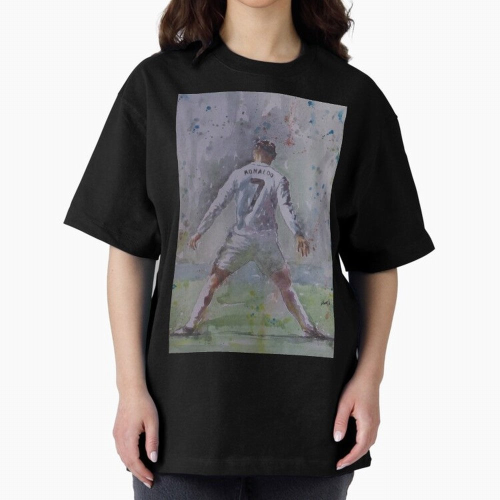 Cristiano Ronaldo - Portrait 2 Oversized T-Shirt Keep Football History Alive during Global Football Passion for FIFA World Cup 2026, Celebrating Mbappe, Brazil, Portugal and Argentina, Supporter Pride, Iconic Celebrations, Legendary Names and