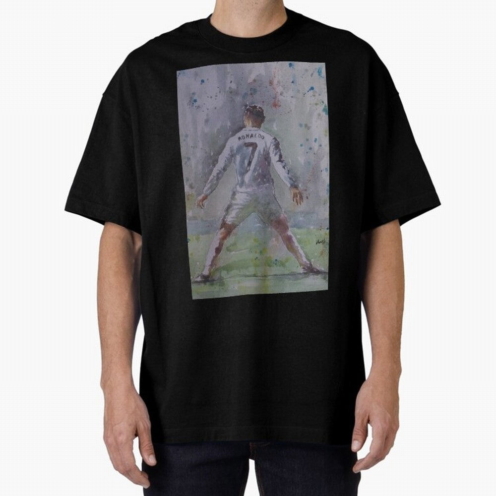 Cristiano Ronaldo - Portrait 2 Oversized T-Shirt Keep Football History Alive during Global Football Passion for FIFA World Cup 2026, Celebrating Mbappe, Brazil, Portugal and Argentina, Supporter Pride, Iconic Celebrations, Legendary Names and