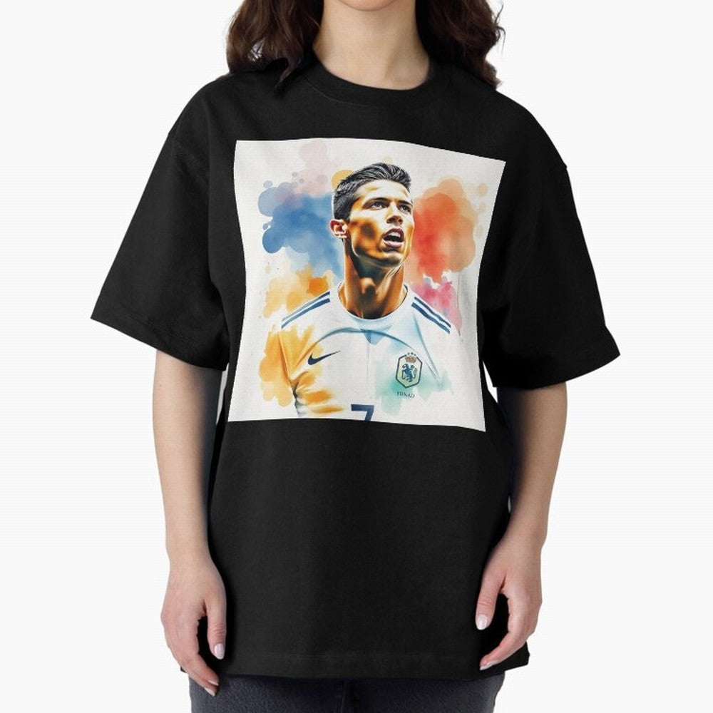 Cristiano Ronaldo Watercolor Panting Oversized T-Shirt Bring Champion Energy into the FIFA World Cup 2026 Journey through CR7 Highlights, Netherlands Pride, Goal Celebration Energy, Supporter Heritage, Football Icons and Worldwide Tournament Joy;