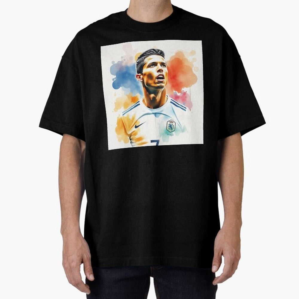 Cristiano Ronaldo Watercolor Panting Oversized T-Shirt Bring Champion Energy into the FIFA World Cup 2026 Journey through CR7 Highlights, Netherlands Pride, Goal Celebration Energy, Supporter Heritage, Football Icons and Worldwide Tournament Joy;