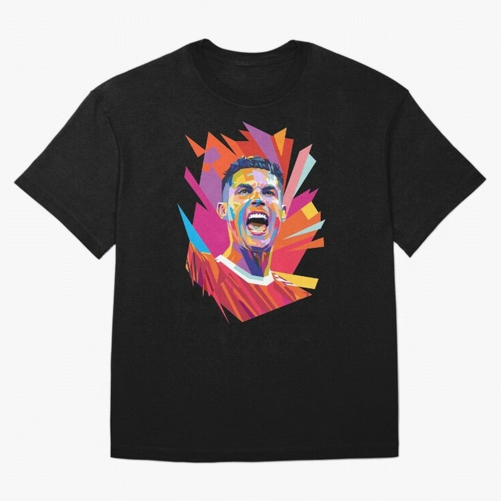 Cristiano Ronaldo Pop Art WPAP Oversized T-Shirt Celebrate Soccer Greatness during Global Football Passion for FIFA World Cup 2026 Group Stage, Made for Messi, Neymar and Mbappe, Germany, Retro Football Energy, Iconic Rivalries, Trophy Chase Drama
