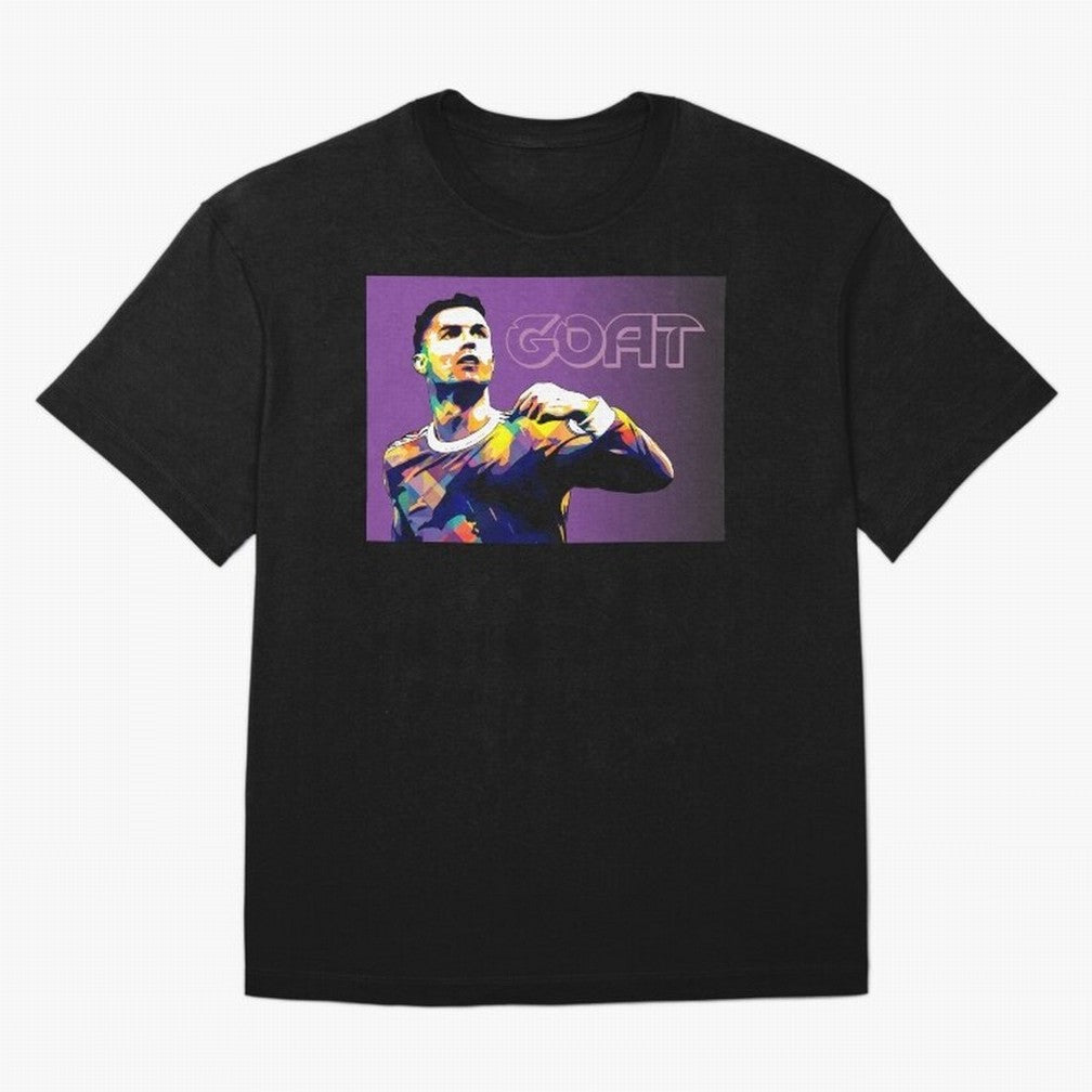 Cristiano Ronaldo Goat Popart Oversized T-Shirt Bring Retro Soccer Energy to the FIFA World Cup 2026 Group Stage Journey through Mbappe Highlights, Argentina Pride, Supporter Pride, Iconic Celebrations, Legendary Names and Global Match Day Energy;