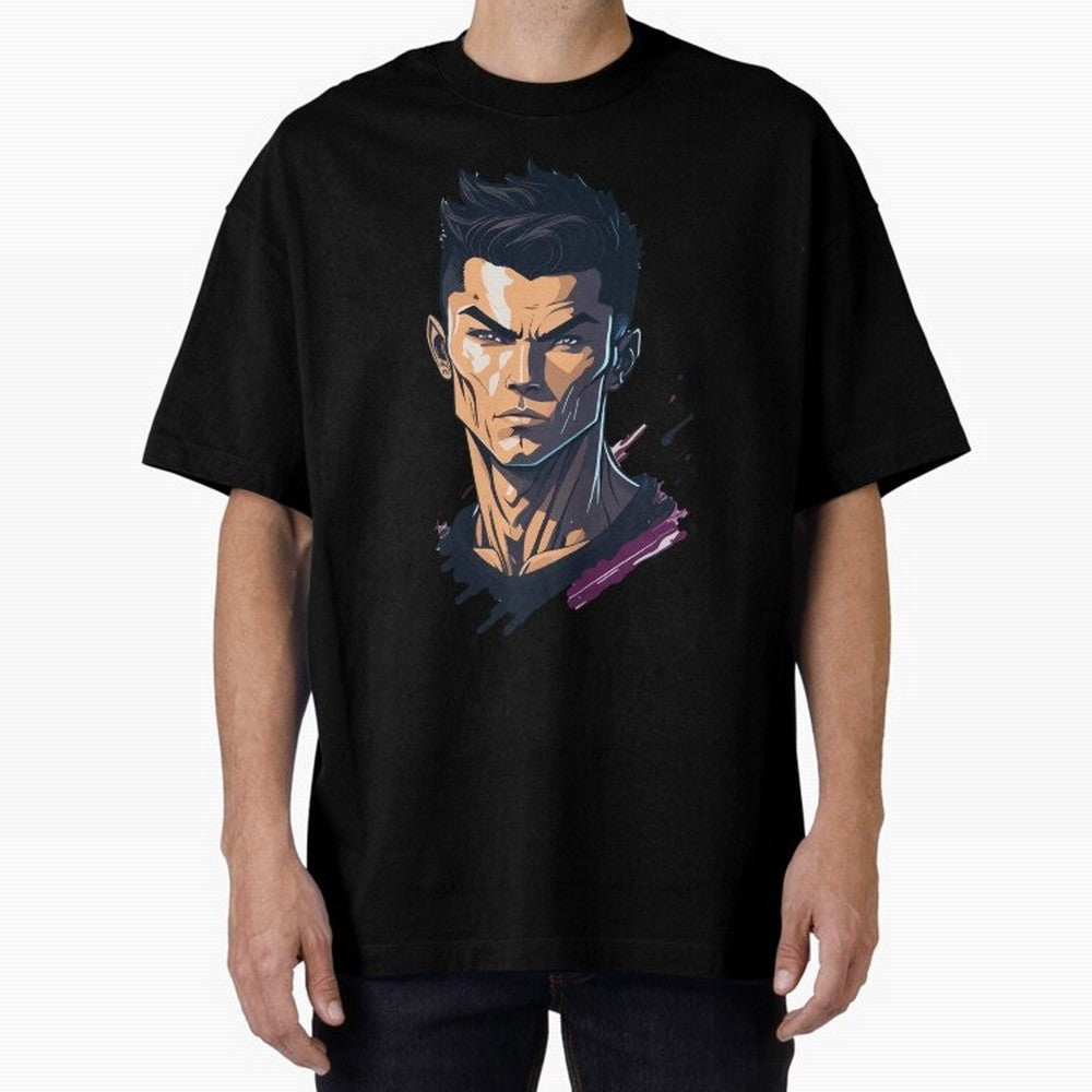 Cristiano Ronaldo Anime Style Oversized T-Shirt Share the Excitement of FIFA World Cup 2026 USA Canada Mexico for Fans of Messi and Cristiano Ronaldo and Netherlands, Bringing Football Passion, Legendary Performances, Festival Vibes and Supporter