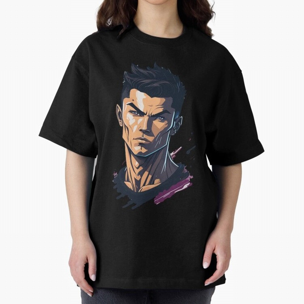 Cristiano Ronaldo Anime Style Oversized T-Shirt Share the Excitement of FIFA World Cup 2026 USA Canada Mexico for Fans of Messi and Cristiano Ronaldo and Netherlands, Bringing Football Passion, Legendary Performances, Festival Vibes and Supporter
