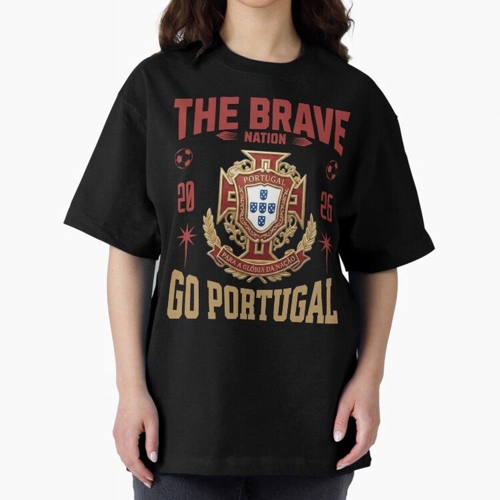 Portugal Soccer 2026 The Brave Nation Vintage Football Fan Design Oversized T-Shirt Follow Match Day Hype around FIFA World Cup 2026 Group Stage, Neymar, Spain, Football Passion, Legendary Performances, Festival Vibes and Supporter Community;
