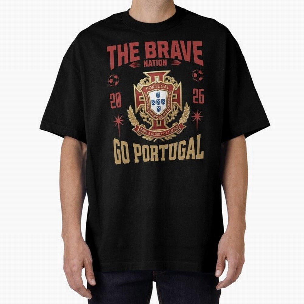 Portugal Soccer 2026 The Brave Nation Vintage Football Fan Design Oversized T-Shirt Follow Match Day Hype around FIFA World Cup 2026 Group Stage, Neymar, Spain, Football Passion, Legendary Performances, Festival Vibes and Supporter Community;