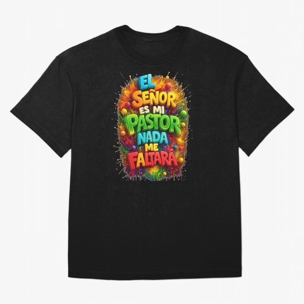 Modern 3D Psalm 23 Spanish Christian Art - El Se?or es mi Pastor Oversized T-Shirt Celebrate Global Football Passion for FIFA World Cup 2026, Driven by Messi, Neymar and Mbappe, Brazil, Soccer Culture, Superstar Moments, National Team Dreams and