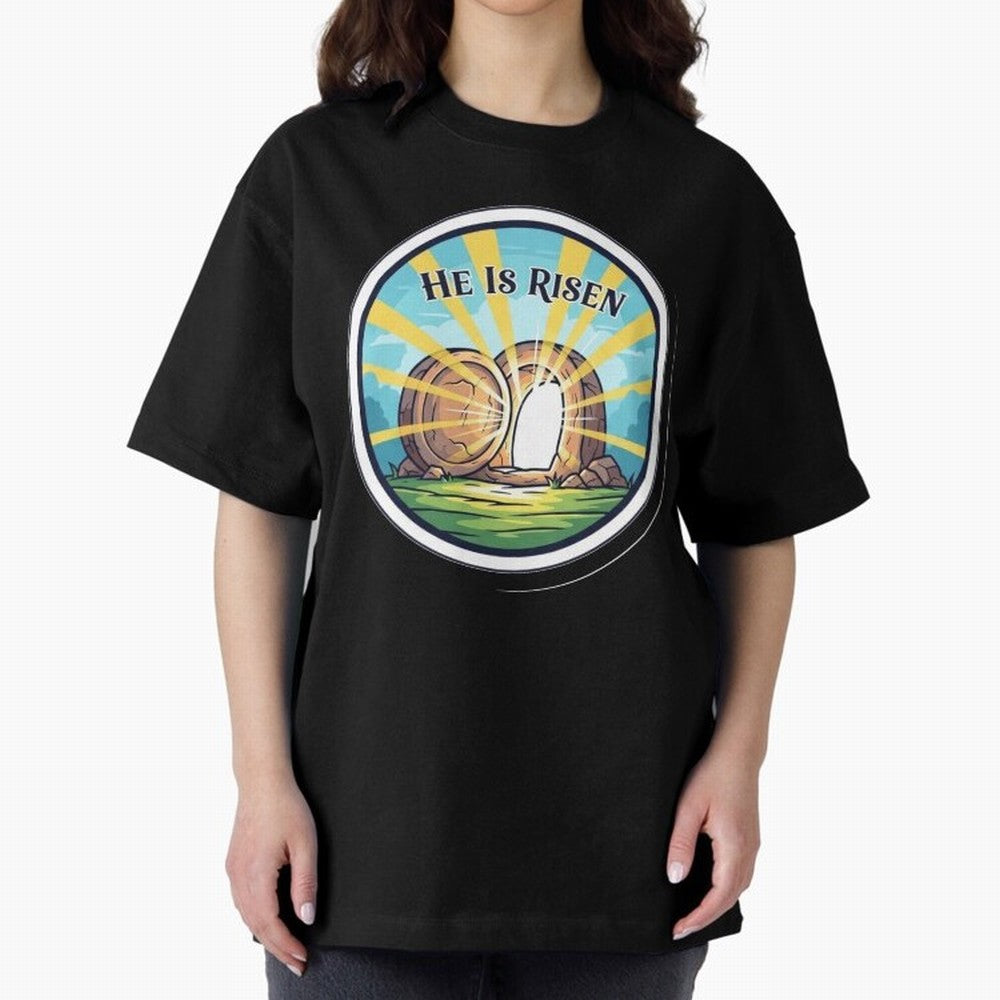 He Is Risen Indeed Easter Faith Sticker Oversized T-Shirt Stand with the FIFA World Cup 2026 USA Canada Mexico Journey through Messi Highlights, Argentina and Brazil Pride, Football Festival Excitement, Trophy Ambitions, Country Rivalries and Star
