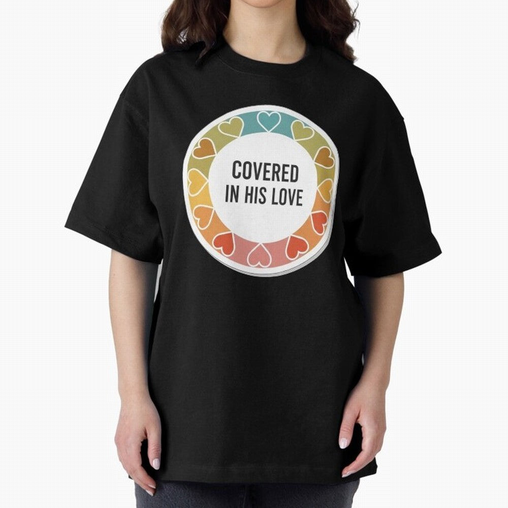 Covered in His Love Christian Encouragement Sticker Oversized T-Shirt Turn Football Passion into FIFA World Cup 2026 Group Stage for Fans of Messi, Neymar and Mbappe and Germany, Bringing Supporter Pride, Iconic Celebrations, Legendary Names and
