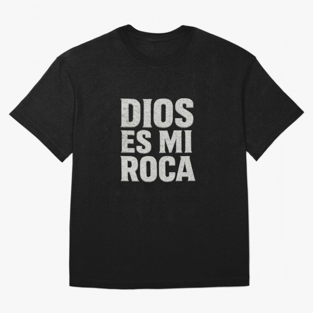 DIOS ES MI ROCA - White Stone Typography - Christian Oversized T-Shirt Bring World Football Passion into Match Day Hype around FIFA World Cup 2026, Mbappe and Neymar, Spain, Game Day Rituals, Football Legends, Country Pride and the Road to the