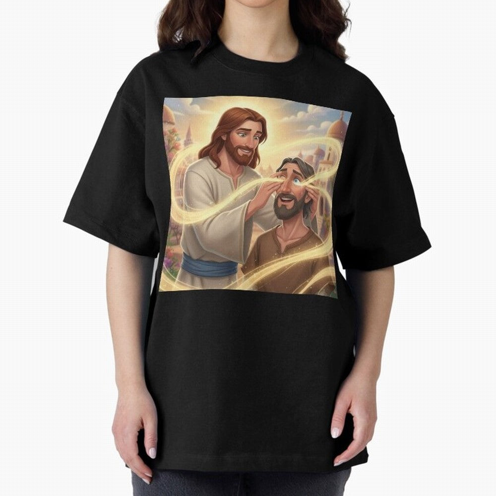 Jesus cure the blind Oversized T-Shirt Celebrate Supporters United by the FIFA World Cup 2026 Journey through Messi, CR7 and Mbappe Highlights, Portugal Pride, Stadium Memories, Football Loyalty, International Chants and Championship Tradition;