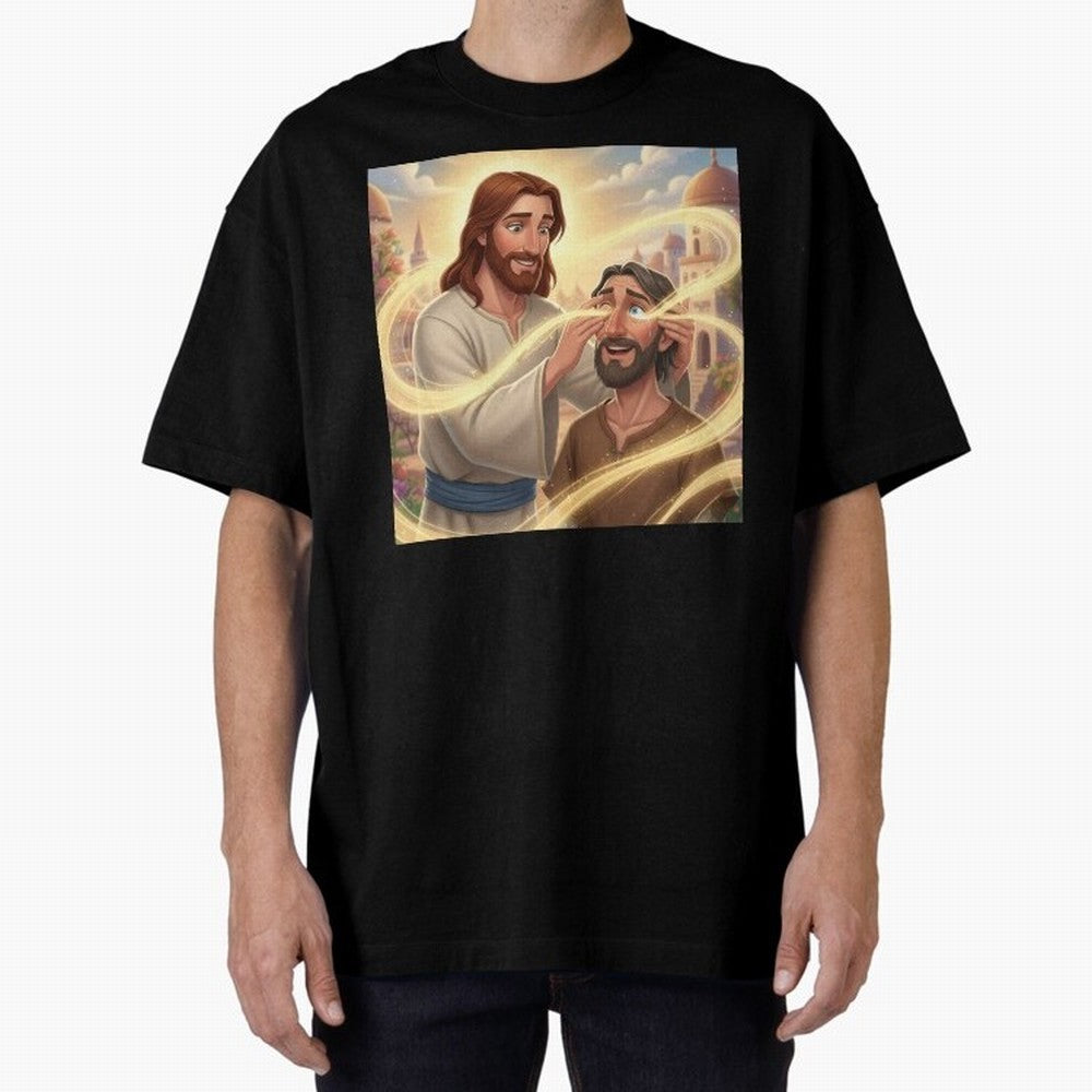 Jesus cure the blind Oversized T-Shirt Celebrate Supporters United by the FIFA World Cup 2026 Journey through Messi, CR7 and Mbappe Highlights, Portugal Pride, Stadium Memories, Football Loyalty, International Chants and Championship Tradition;