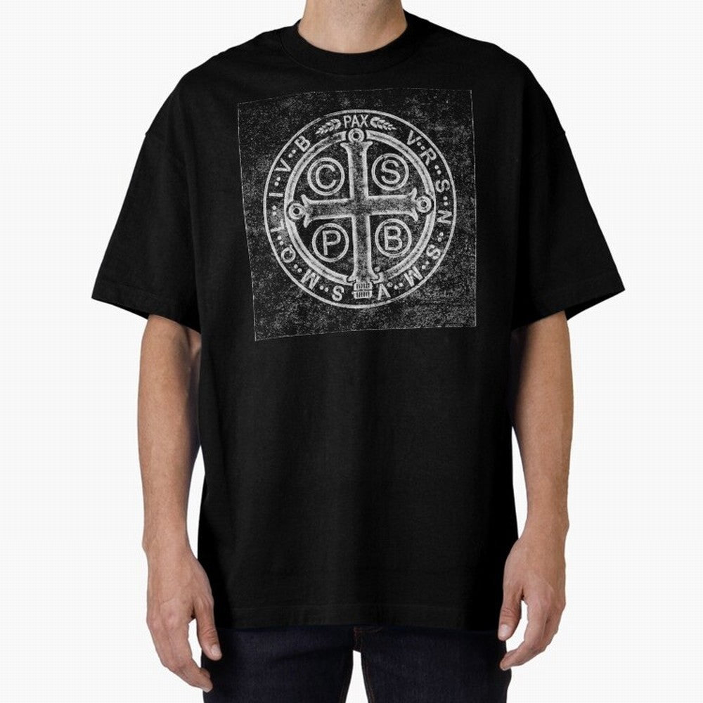 Medalla de San Benito Back Relieve Oversized T-Shirt Honor Champions and Dreams in FIFA World Cup 2026 Group Stage Spirit, Connected to Brazil, Portugal and Argentina, Messi, Neymar and Mbappe, Supporter Pride, Iconic Celebrations, Legendary Names