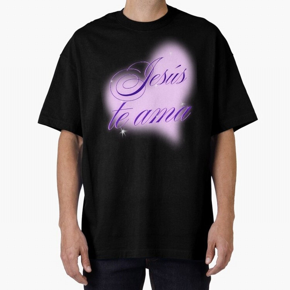 Spanish, Jesus Loves You, Jes¨²s te ama, John 3:16 Oversized T-Shirt Build FIFA World Cup 2026 Made for Mbappe and Neymar, Germany Energy, Vintage Soccer Flavor, Modern Football Stars, National Flags and Final Night Emotion; Ideal for Passionate
