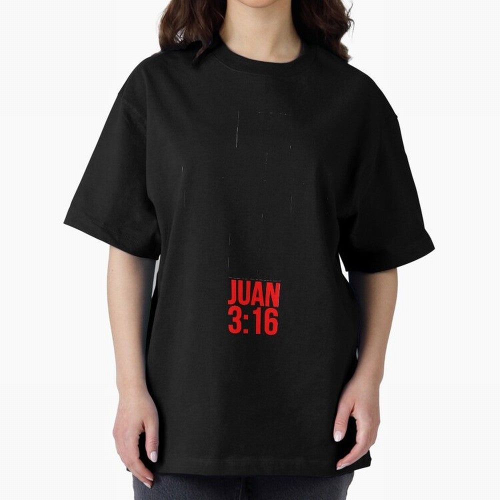 Porque de tal manera amo Dios al mundo - Mensajes Biblicos para Cristianos - Spanish Biblical Quotes for Christians Oversized T-Shirt Follow the Road to FIFA World Cup 2026 USA Canada Mexico Highlighting Haaland, France Energy, Stadium Memories,