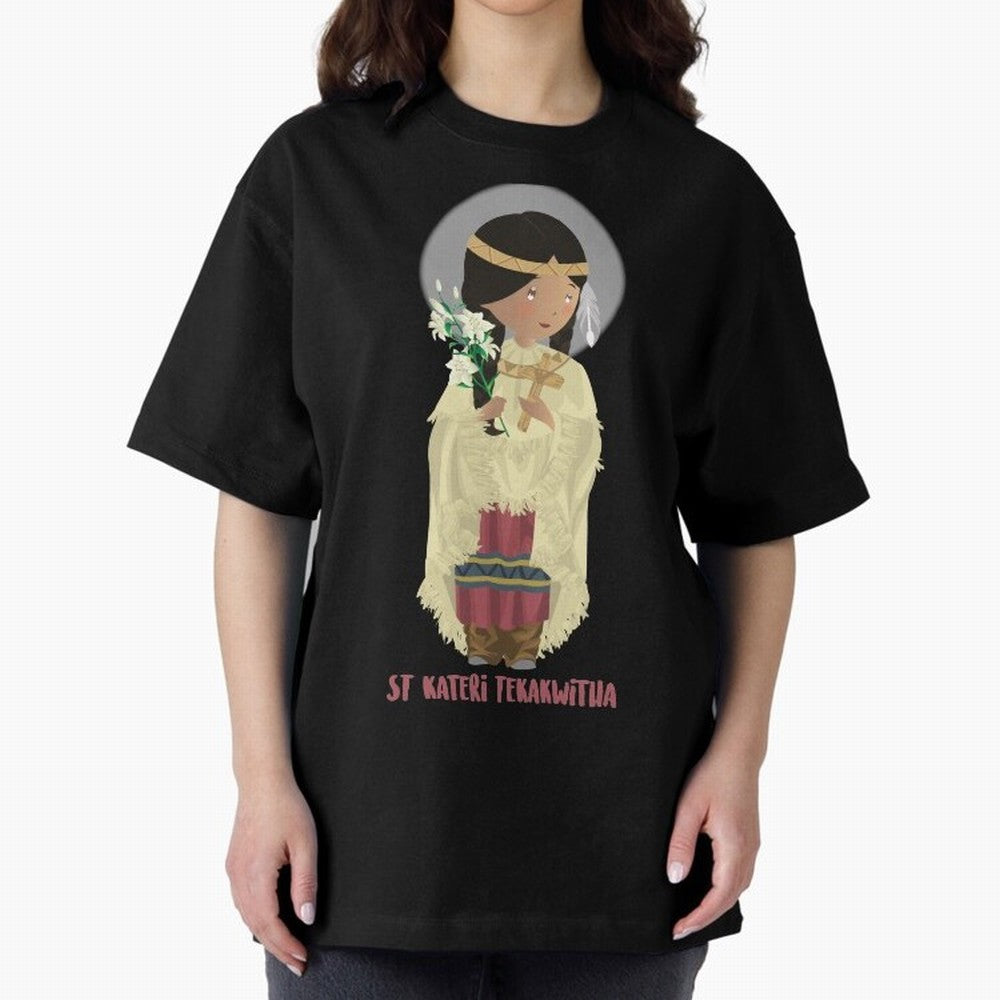 Saint Kateri Tekakwitha Oversized T-Shirt Represent Global Football Passion for FIFA World Cup 2026 USA Canada Mexico, Made for Messi and Cristiano Ronaldo, England, France and Netherlands, Game Day Rituals, Football Legends, Country Pride and the