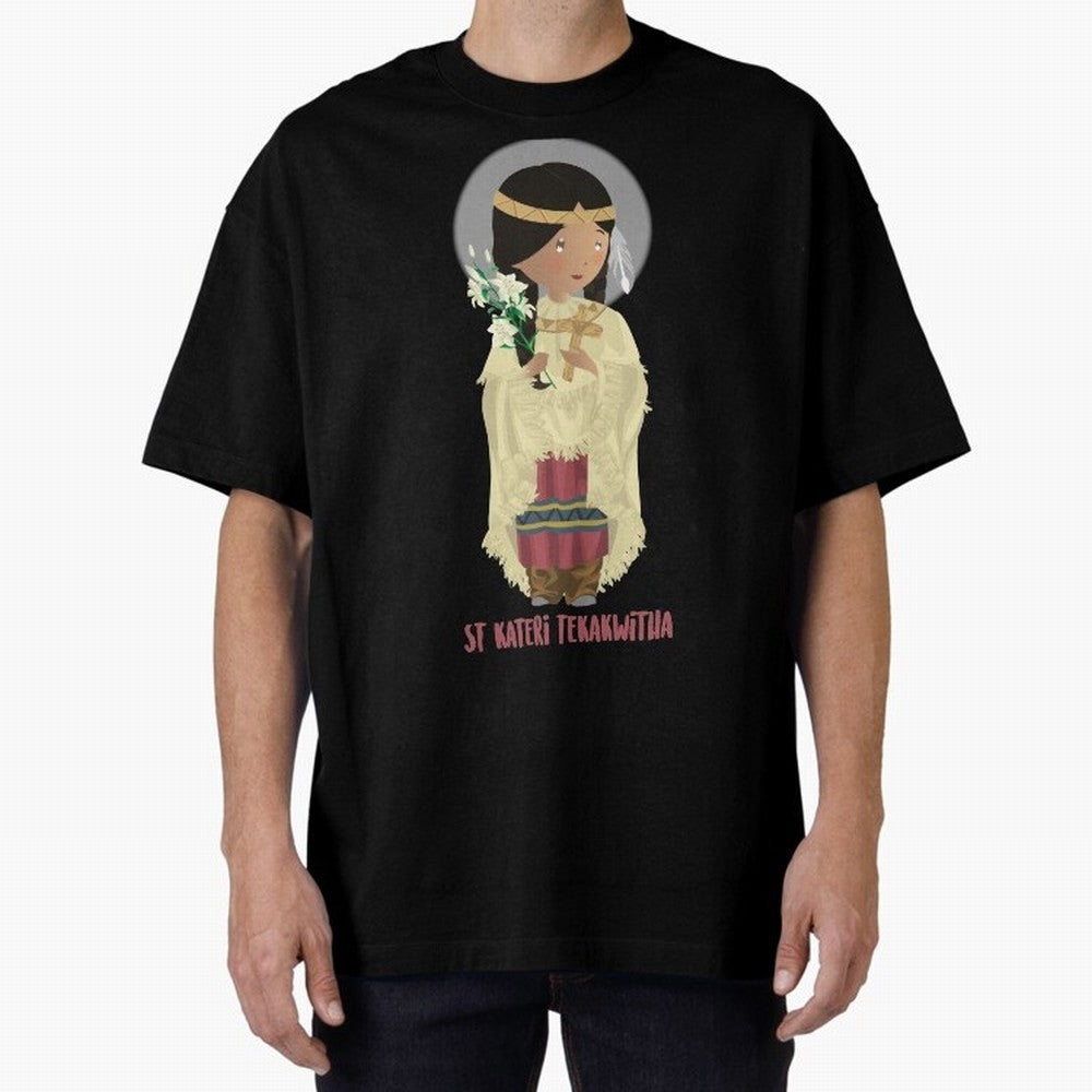 Saint Kateri Tekakwitha Oversized T-Shirt Represent Global Football Passion for FIFA World Cup 2026 USA Canada Mexico, Made for Messi and Cristiano Ronaldo, England, France and Netherlands, Game Day Rituals, Football Legends, Country Pride and the