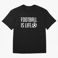 Football Is Life (Red BG) Oversized T-Shirt Carry the Dream of FIFA World Cup 2026 for Fans of Messi and France and Portugal, Bringing Retro Football Energy, Iconic Rivalries, Trophy Chase Drama and Stadium Atmosphere; Great for Supporters Who Love