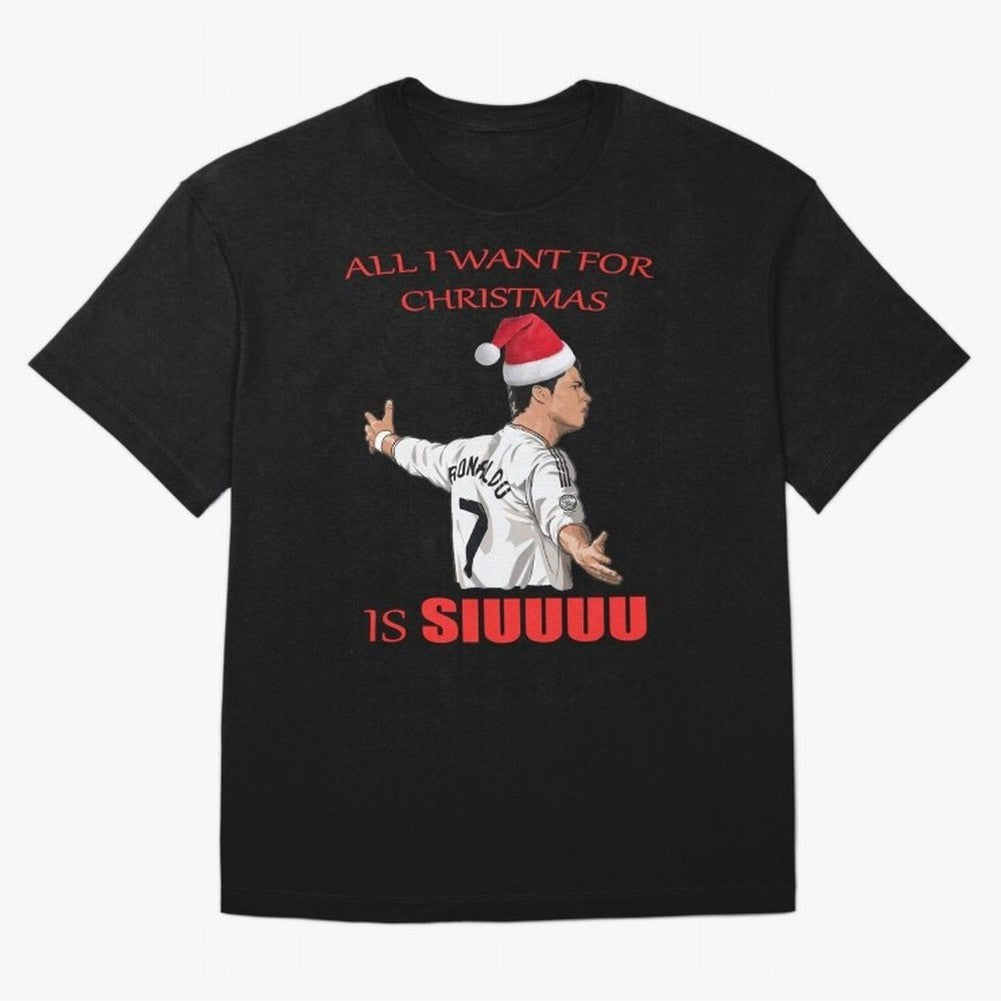 All I Want For Christmas Is Siuuu Oversized T-Shirt Support Iconic Players in the FIFA World Cup 2026 Group Stage Journey through CR7 and Messi Highlights, Brazil, Portugal and Argentina Pride, Football History, Final Match Energy, Crowd Noise and
