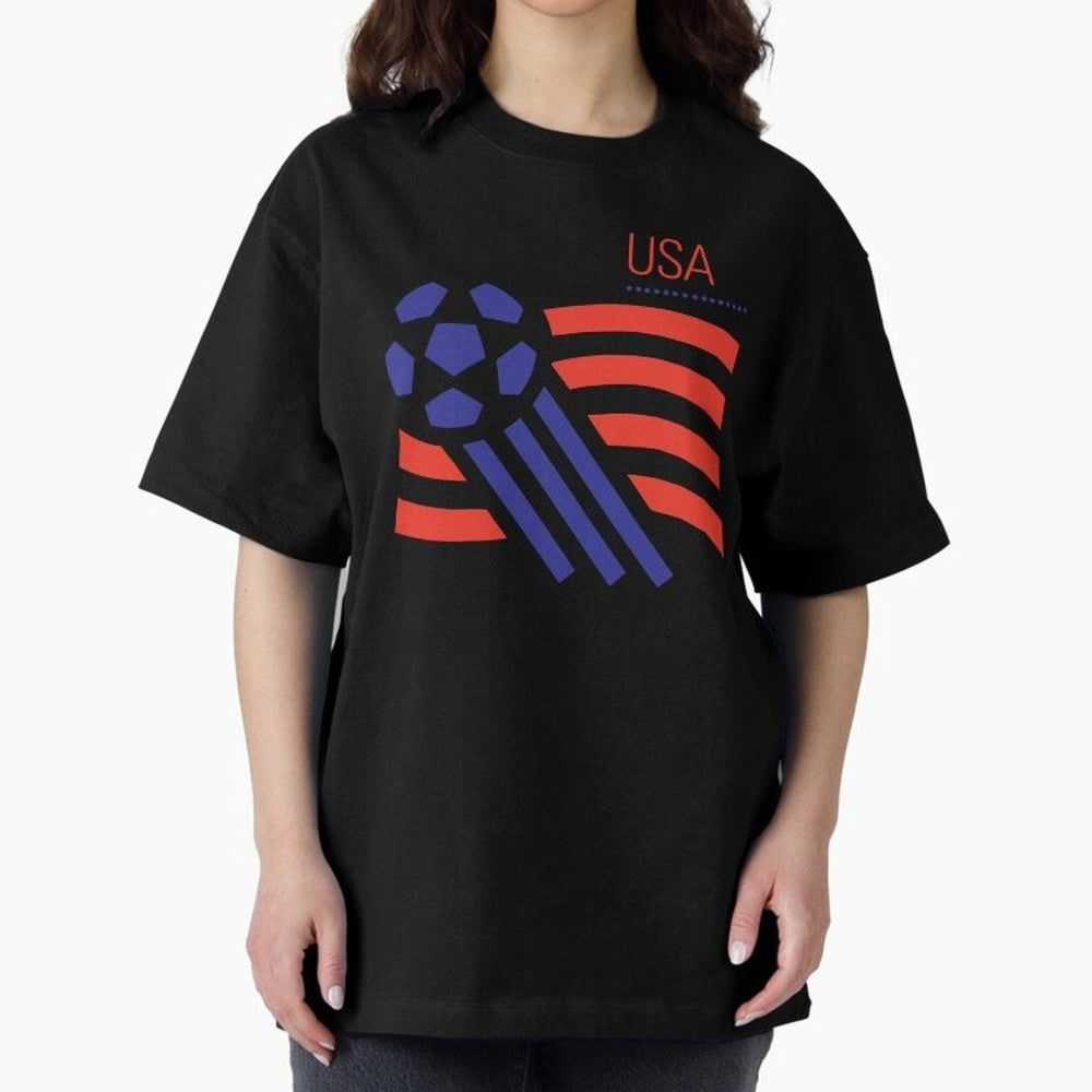 World USA 94 Oversized T-Shirt Bring a Vintage Feel to the FIFA World Cup 2026 Journey through Cristiano Ronaldo Highlights, Spain Pride, Stadium Memories, Football Loyalty, International Chants and Championship Tradition; Great for Watch Parties,