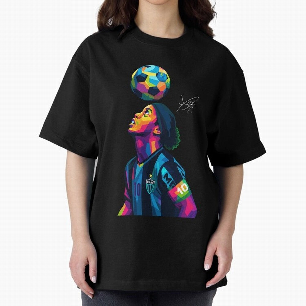 Ronaldinho Wpap Art Oversized T-Shirt Bring Retro Soccer Energy to FIFA World Cup 2026 Spirit, Driven by Germany, Messi and Cristiano Ronaldo, Worldwide Fan Energy, Dramatic Goals, Stadium Lights and Championship Celebrations; Ideal for Passionate