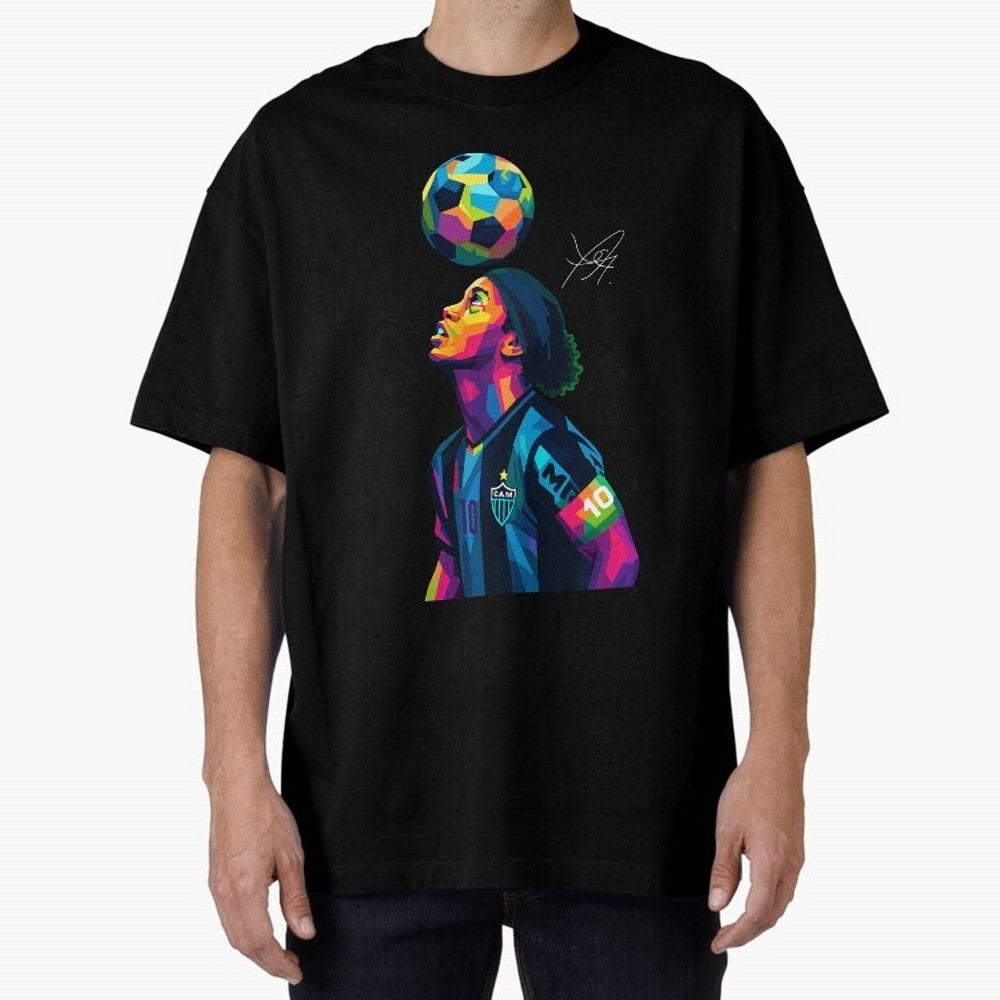 Ronaldinho Wpap Art Oversized T-Shirt Bring Retro Soccer Energy to FIFA World Cup 2026 Spirit, Driven by Germany, Messi and Cristiano Ronaldo, Worldwide Fan Energy, Dramatic Goals, Stadium Lights and Championship Celebrations; Ideal for Passionate