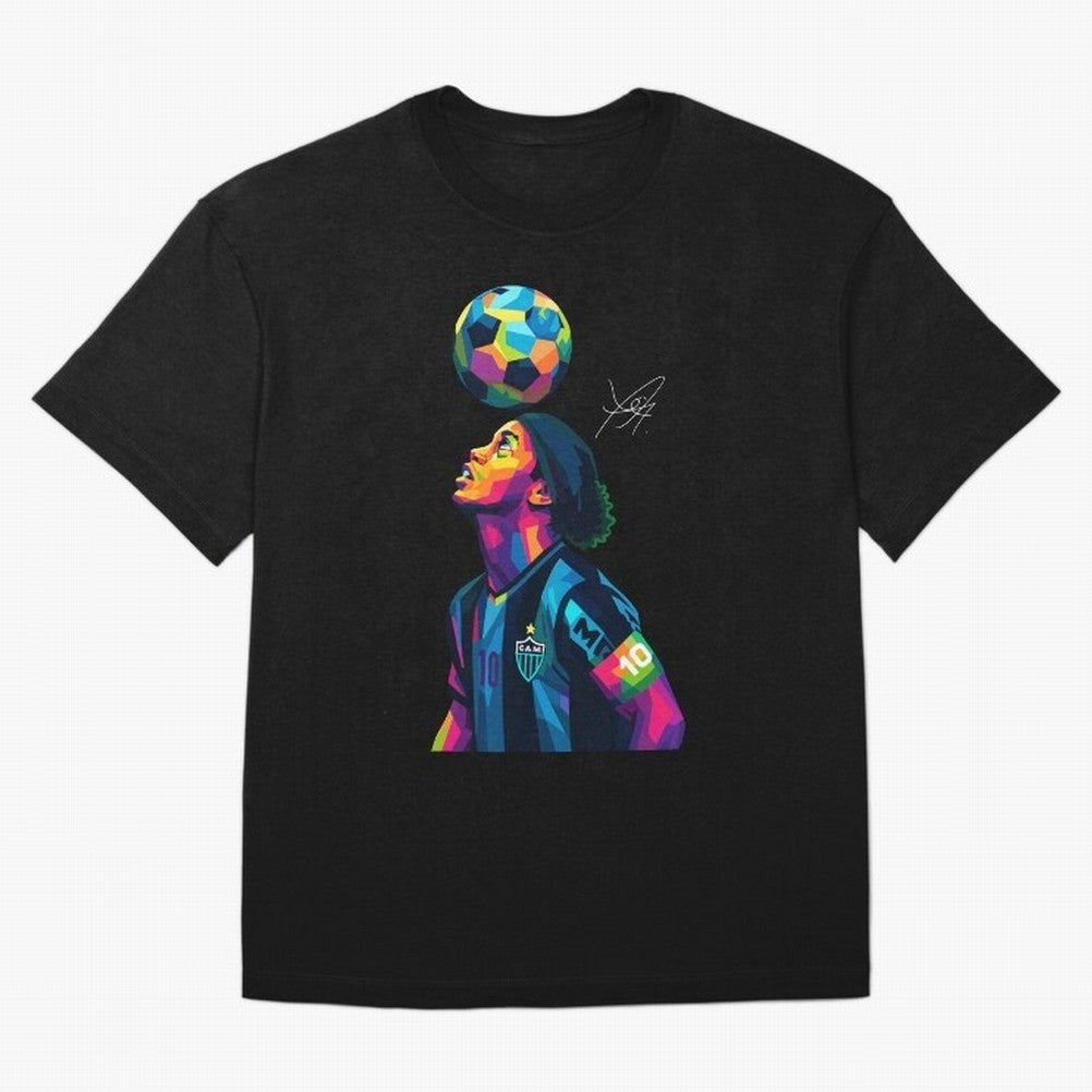 Ronaldinho Wpap Art Oversized T-Shirt Bring Retro Soccer Energy to FIFA World Cup 2026 Spirit, Driven by Germany, Messi and Cristiano Ronaldo, Worldwide Fan Energy, Dramatic Goals, Stadium Lights and Championship Celebrations; Ideal for Passionate