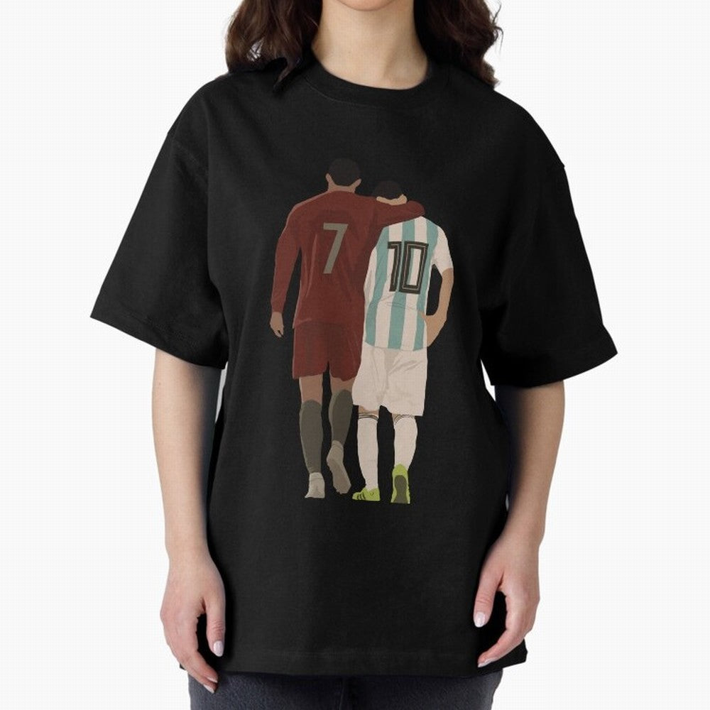 The Greatest Of All Time Oversized T-Shirt Remember Iconic Moments from FIFA World Cup 2026 Group Stage Driven by Messi, CR7 and Mbappe, Argentina, France and Brazil Energy, Worldwide Fan Energy, Dramatic Goals, Stadium Lights and Championship