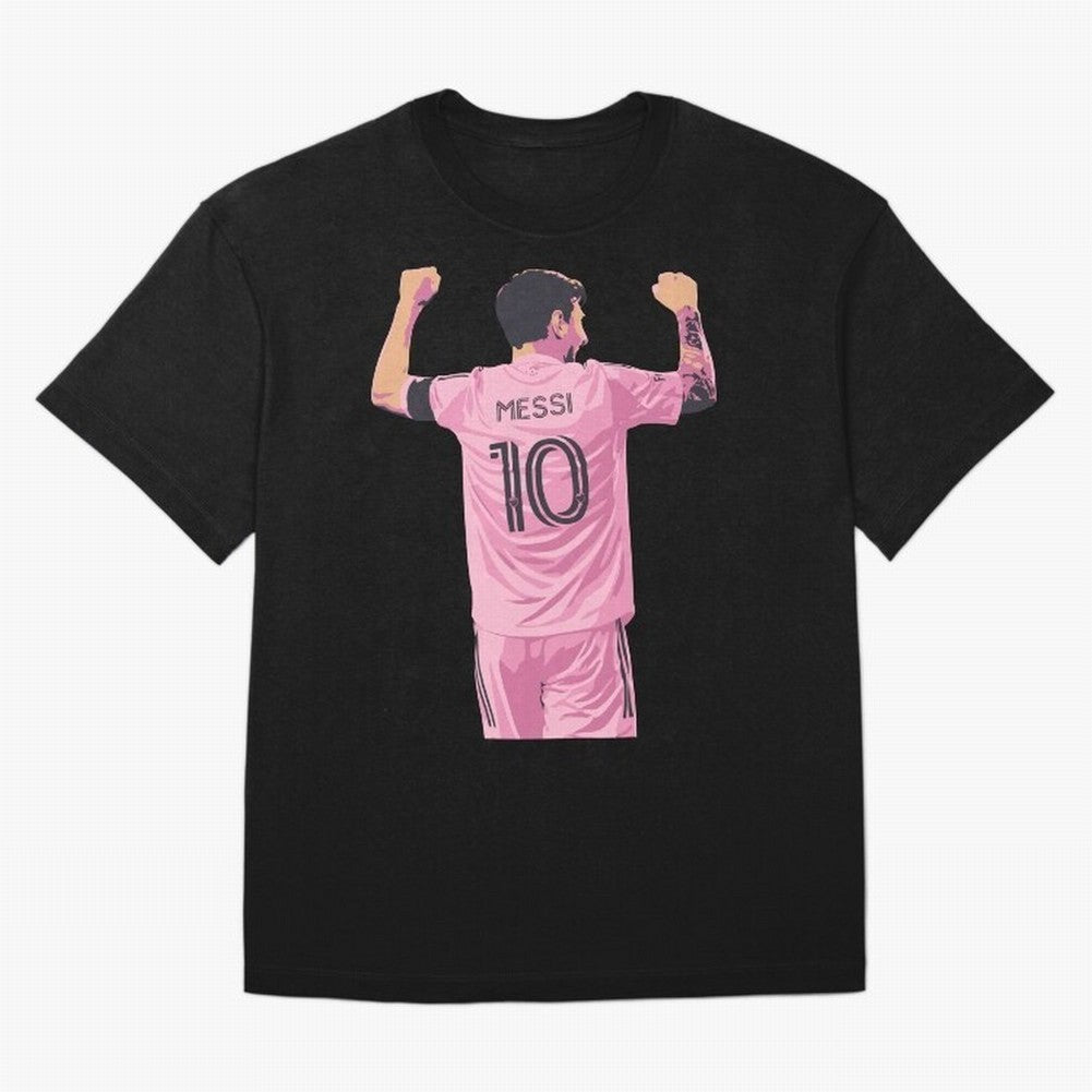 Lionel Messi Celebration Oversized T-Shirt Bring Legendary Rivalry Energy to Global Football Passion for FIFA World Cup 2026 USA Canada Mexico, Celebrating CR7 and Messi, Spain, Sports Nostalgia, International Competition, Famous Players and