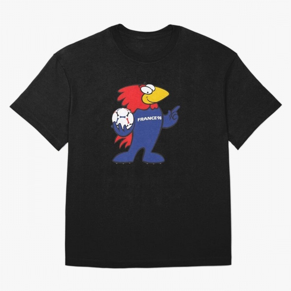 Footix - World Cup 98' Mascote Logo Oversized T-Shirt Honor Football Greatness during FIFA World Cup 2026 Made for Cristiano Ronaldo, Haaland and CR7, Spain Energy, Tournament Hype, Historic Matchups, Family Viewing Parties and Global Sports Pride;