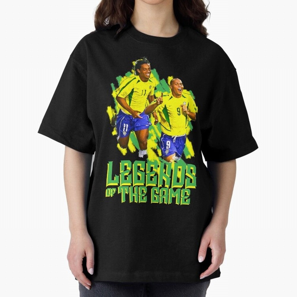 Ronaldinho and ronaldo brazil football print art Oversized T-Shirt Bring Global Tournament Vibes to Match Day Hype around FIFA World Cup 2026, Messi and Cristiano Ronaldo, France and Portugal, Match Day Excitement, Supporter Culture, Golden Goals
