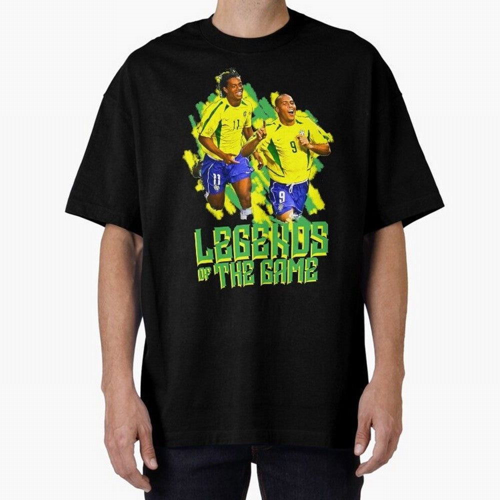 Ronaldinho and ronaldo brazil football print art Oversized T-Shirt Bring Global Tournament Vibes to Match Day Hype around FIFA World Cup 2026, Messi and Cristiano Ronaldo, France and Portugal, Match Day Excitement, Supporter Culture, Golden Goals