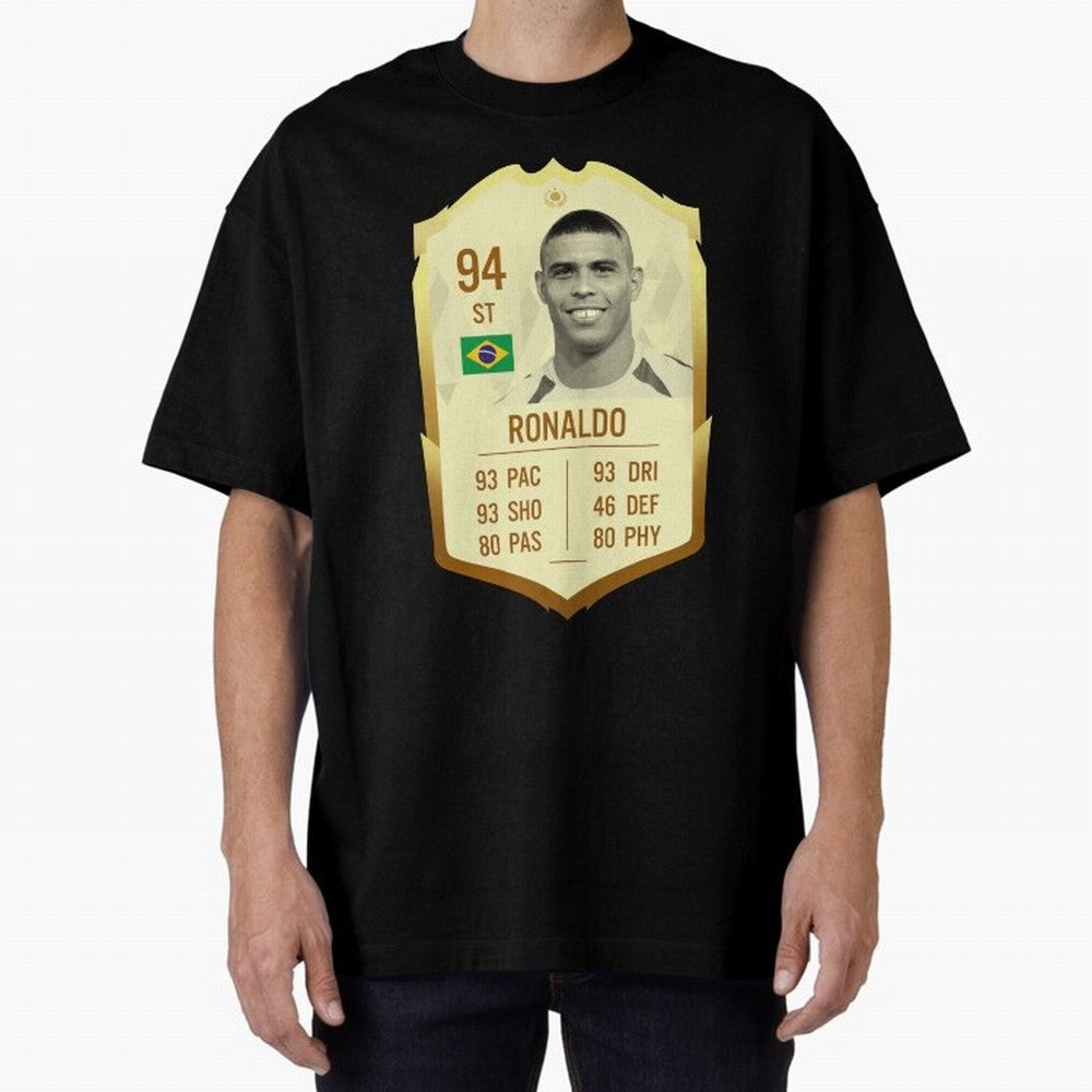 Ronaldo Ultimate Card Oversized T-Shirt Bring Bold Fan Energy to Global Football Passion for FIFA World Cup 2026 USA Canada Mexico, with CR7 and Messi, England and Germany, Vintage Soccer Flavor, Modern Football Stars, National Flags and Final