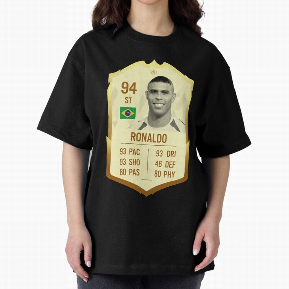 Ronaldo Ultimate Card Oversized T-Shirt Bring Bold Fan Energy to Global Football Passion for FIFA World Cup 2026 USA Canada Mexico, with CR7 and Messi, England and Germany, Vintage Soccer Flavor, Modern Football Stars, National Flags and Final