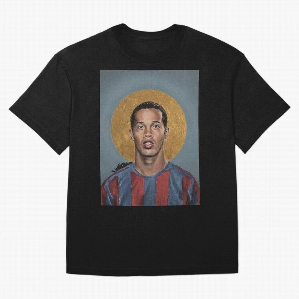 Art Ronaldinho Painting Oversized T-Shirt Carry the Dream of FIFA World Cup 2026 Spirit, Capturing England, Messi and Cristiano Ronaldo, Fan Favorite Moments, National Team Passion, Big Match Drama and Soccer History; Great for Watch Parties,