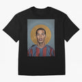 Art Ronaldinho Painting Oversized T-Shirt Carry the Dream of FIFA World Cup 2026 Spirit, Capturing England, Messi and Cristiano Ronaldo, Fan Favorite Moments, National Team Passion, Big Match Drama and Soccer History; Great for Watch Parties,