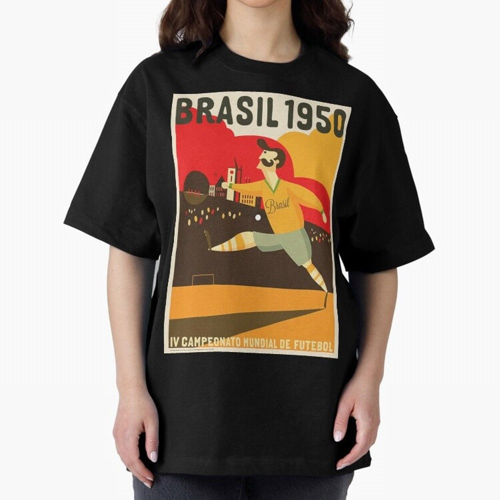 Brasil 1950 World Cup Oversized T-Shirt Live the Energy of Match Day Hype around FIFA World Cup 2026 USA Canada Mexico, Messi, CR7 and Mbappe, Spain and Netherlands, Fan Favorite Moments, National Team Passion, Big Match Drama and Soccer History;