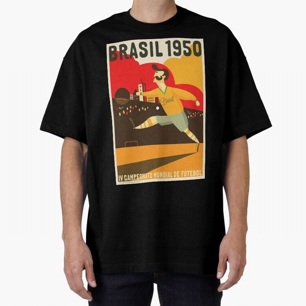 Brasil 1950 World Cup Oversized T-Shirt Live the Energy of Match Day Hype around FIFA World Cup 2026 USA Canada Mexico, Messi, CR7 and Mbappe, Spain and Netherlands, Fan Favorite Moments, National Team Passion, Big Match Drama and Soccer History;