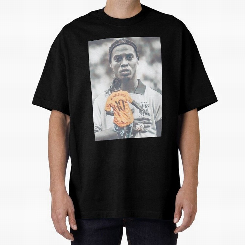 Wallpaper Ronaldinho Illustration Oversized T-Shirt Celebrate Rivalries and Pride in FIFA World Cup 2026 Group Stage Filled with Messi, CR7 and Mbappe, Brazil Energy, Stadium Chants, National Pride, Trophy Dreams and Unforgettable Football