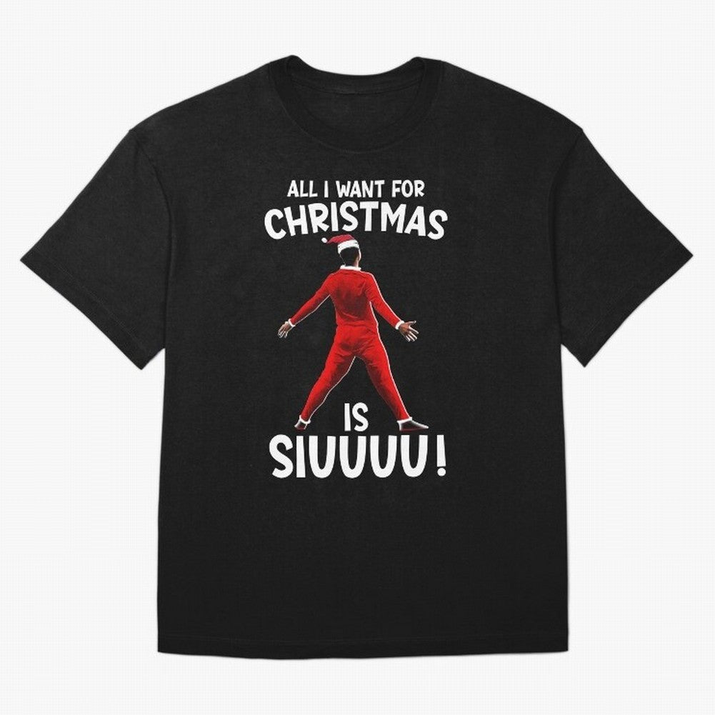 All I Want For Christmas Is Siuuu CR7 fans Xmas Christian Ronaldo Oversized T-Shirt Bring Champion Energy into FIFA World Cup 2026 for Fans of CR7 and Spain and Netherlands, Bringing Retro Football Energy, Iconic Rivalries, Trophy Chase Drama and