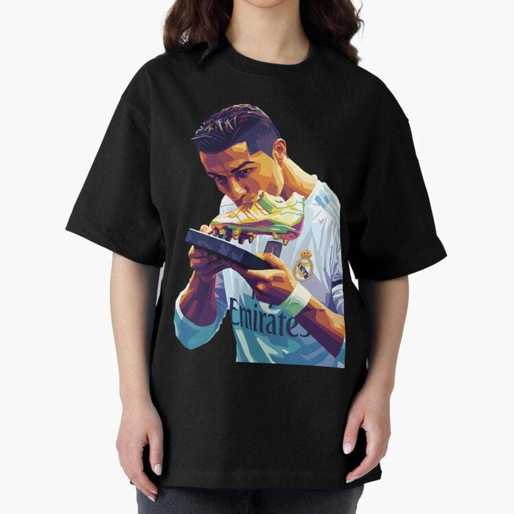 Ronaldo pop art Oversized T-Shirt Fuel FIFA World Cup 2026 for Fans of Haaland and England, Bringing Vintage Soccer Flavor, Modern Football Stars, National Flags and Final Night Emotion; Made for Collectors Who Enjoy Iconic Players, Country Pride,