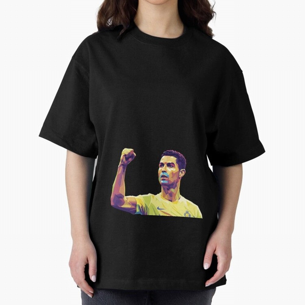 Ronaldo pop art Oversized T-Shirt Carry the Dream of Match Day Hype around FIFA World Cup 2026 Group Stage, CR7 and Messi, England, France and Netherlands, Worldwide Fan Energy, Dramatic Goals, Stadium Lights and Championship Celebrations; Ideal