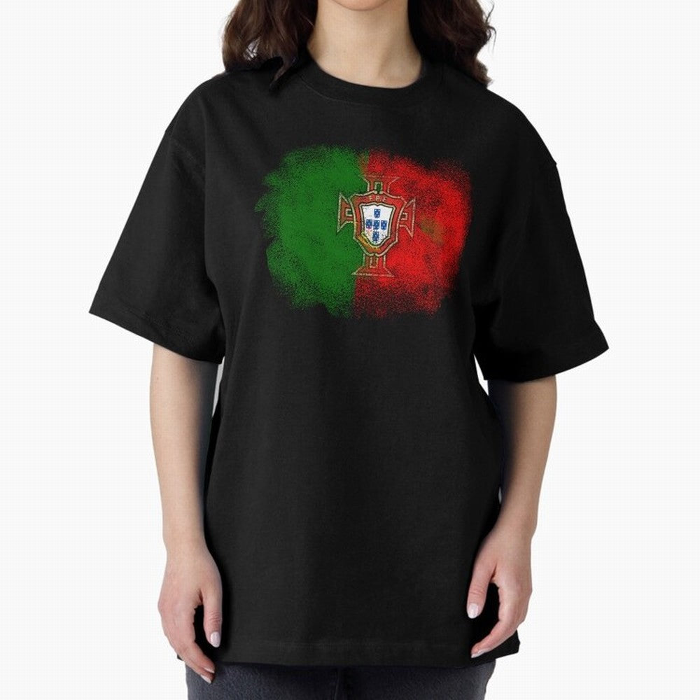 Portugal Oversized T-Shirt Share the Excitement of Match Day Hype around FIFA World Cup 2026 Group Stage, Haaland and Mbappe, Germany, Championship Spirit, Famous Goals, Roaring Crowds and International Football Unity; Ideal for Fans Who Follow