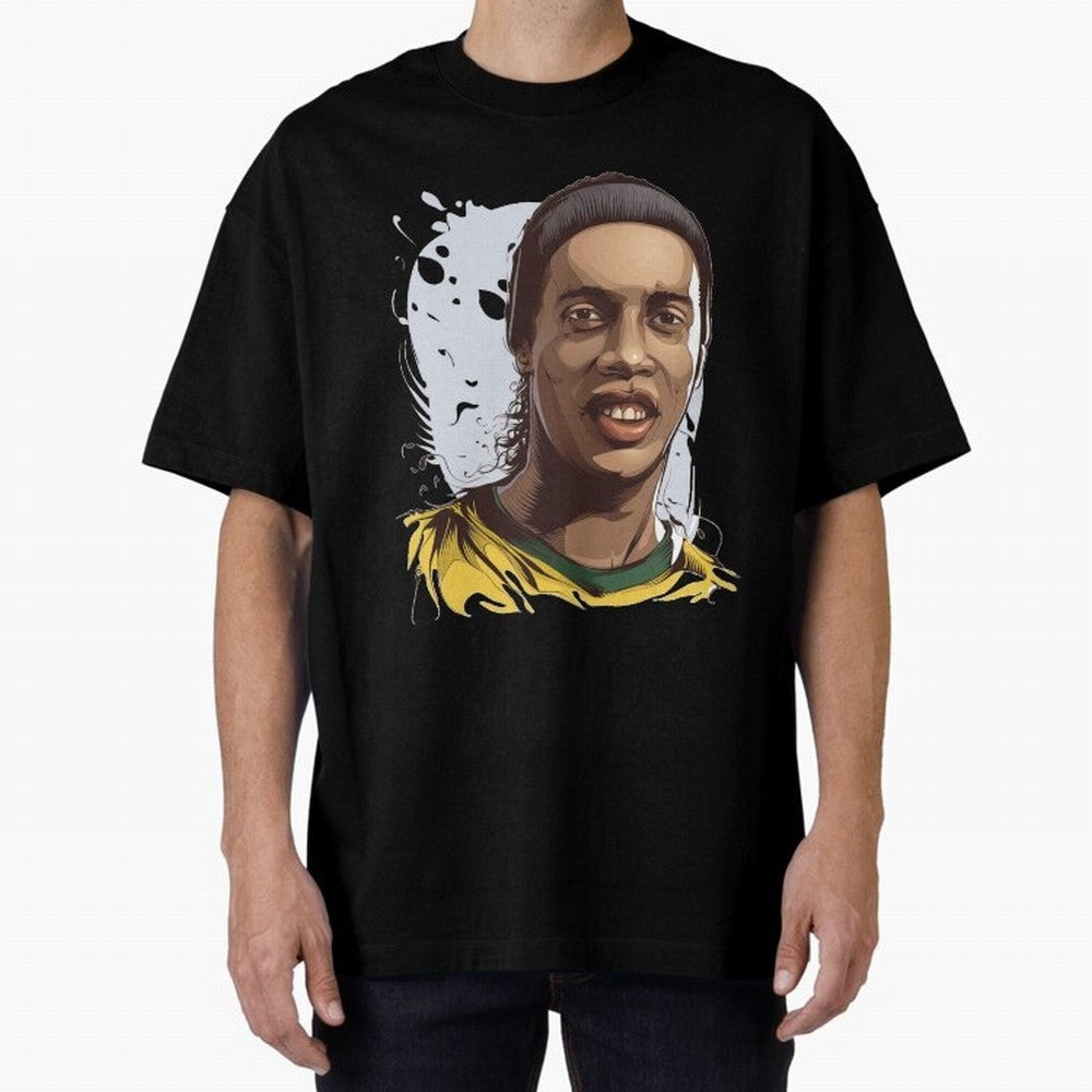 Illustration Ronaldinho Art Oversized T-Shirt Follow FIFA World Cup 2026 with Messi, Brazil Energy, Champion Mindset, Group Stage Buzz, Knockout Tension and Passionate Fan Culture; Built for Supporters Chasing Trophy Dreams, Final Match Excitement
