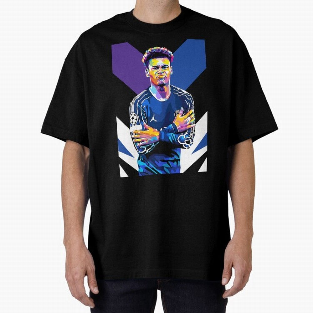 Desire Doue in WPAP Style Oversized T-Shirt Celebrate Fan Favorites in Global Football Passion for FIFA World Cup 2026 Group Stage, Inspired by Haaland and Mbappe, Portugal, Spain and Germany, Goal Celebration Energy, Supporter Heritage, Football