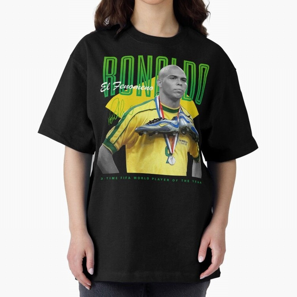 Ronaldo 3 Time Fifa World Player Of The Year Oversized T-Shirt Back Your Heroes with FIFA World Cup 2026 USA Canada Mexico for Fans of Neymar and France, Bringing Tournament Hype, Historic Matchups, Family Viewing Parties and Global Sports Pride;