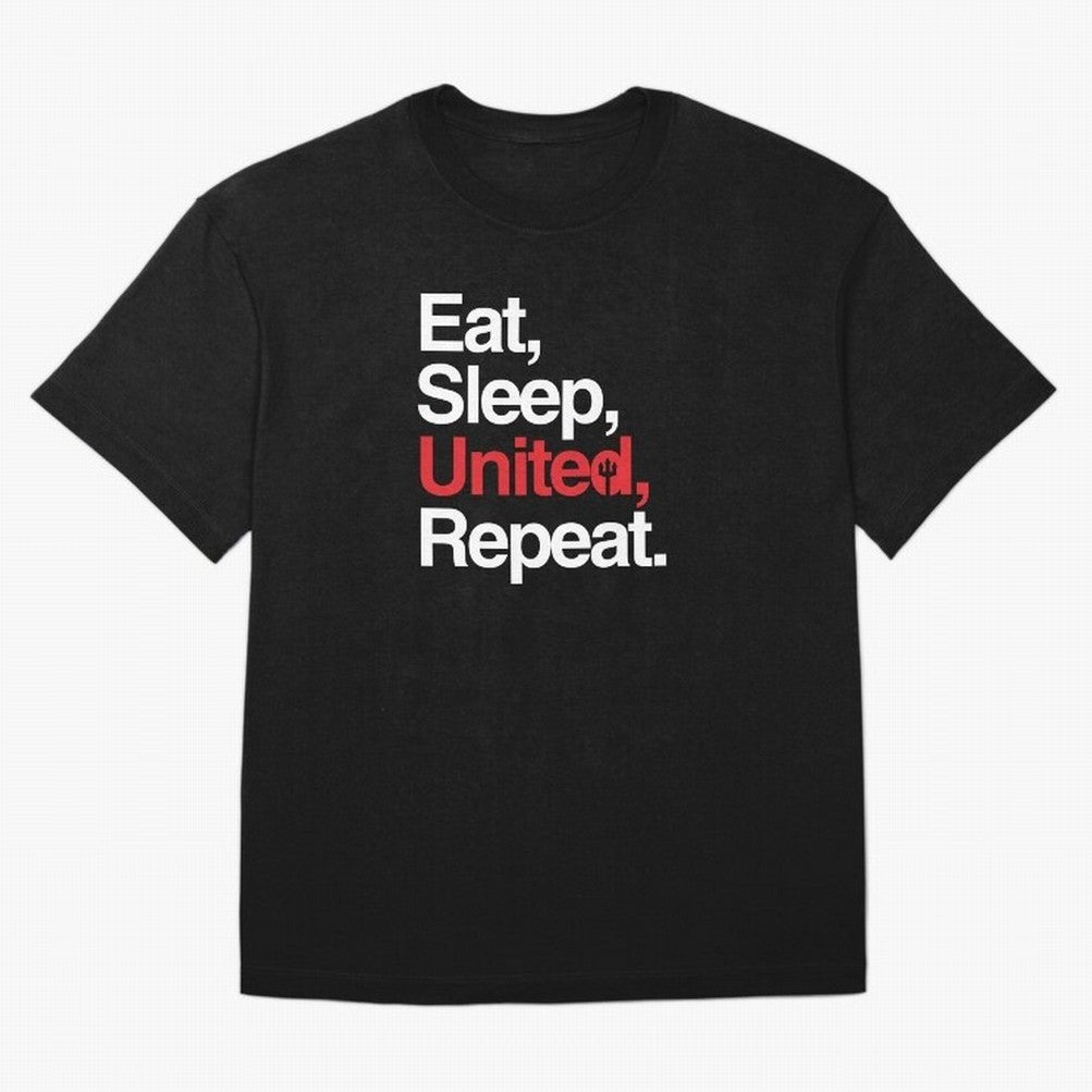 Eat, Sleep, United, Repeat - Funny Manchester United Quote Oversized T-Shirt Show Love for Legendary Goals in FIFA World Cup 2026 USA Canada Mexico Made for Mbappe, Brazil Energy, Stadium Chants, National Pride, Trophy Dreams and Unforgettable
